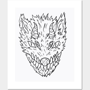 Scary Beast Monster Horror Black Lineart T-Shirt Posters and Art